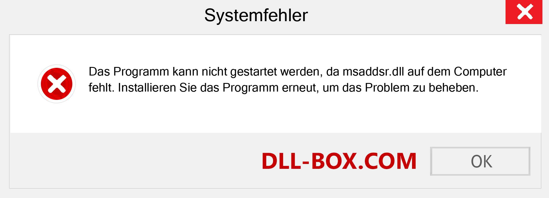 msaddsr.dll-Datei fehlt?. Download für Windows 7, 8, 10 - Fix msaddsr dll Missing Error unter Windows, Fotos, Bildern