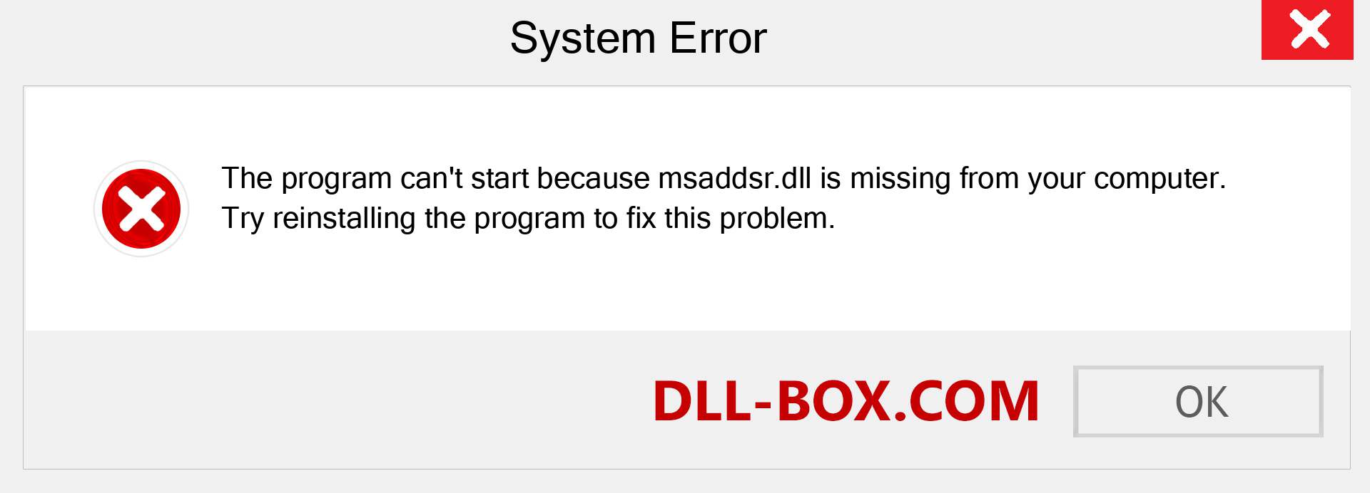  msaddsr.dll file is missing?. Download for Windows 7, 8, 10 - Fix  msaddsr dll Missing Error on Windows, photos, images