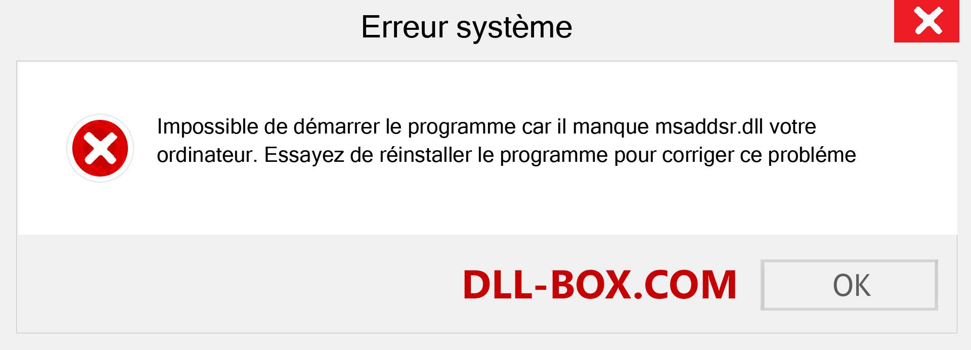 Le fichier msaddsr.dll est manquant ?. Télécharger pour Windows 7, 8, 10 - Correction de l'erreur manquante msaddsr dll sur Windows, photos, images